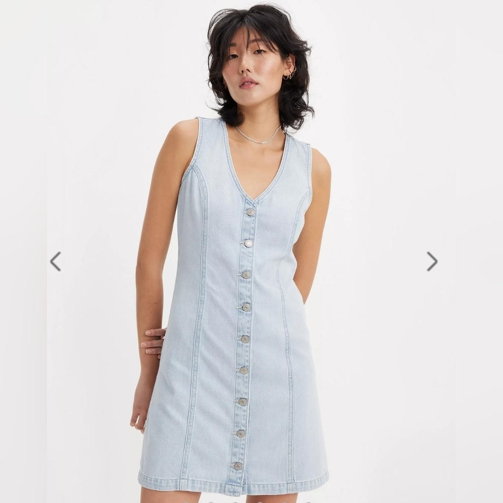Levi's Thora Sleeveless Light Blue Denim Midi Dress, NWT, Size Medium
